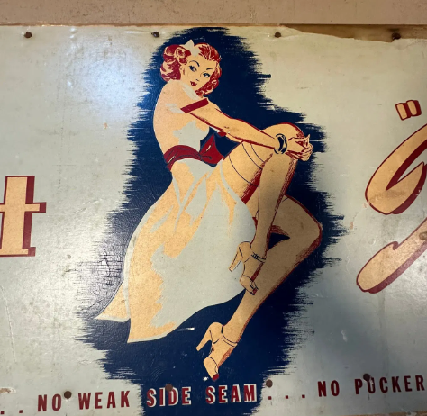 Dull Knit Inside Out All Silk Crepe Full Fashioned Double Sided Masonite Sign
