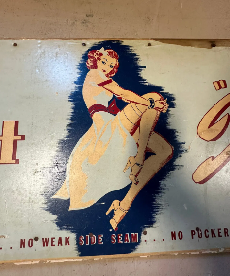 Dull Knit Inside Out All Silk Crepe Full Fashioned Double Sided Masonite Sign