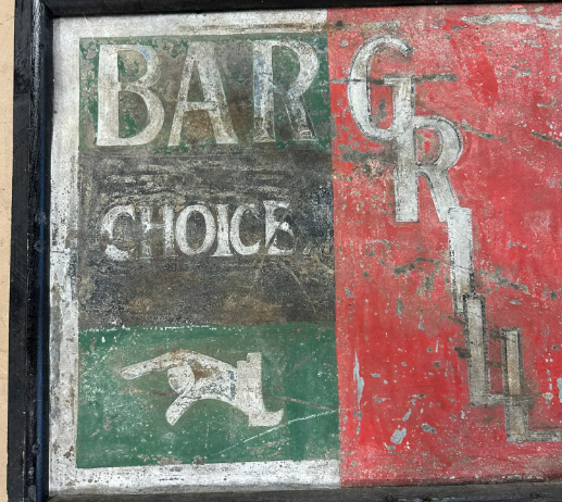 Bar Grill Wines & Liquors Hand Painted Advertising Wood Framed Restaurant Sign