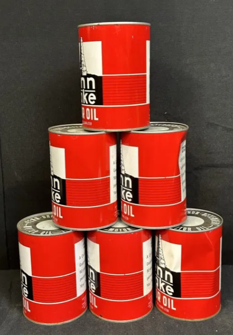 Lot of 6 Full Penn Drake Motor Oil Quart Cans