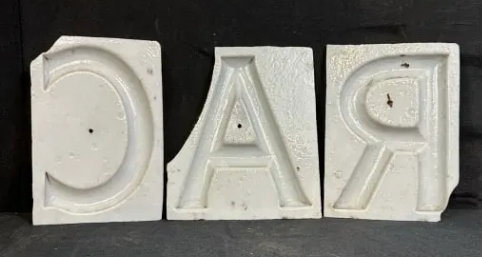 1920s CAR Milk Glass Letters for Advertising Sign