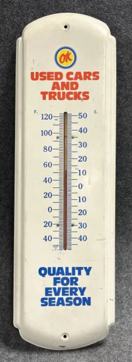 Ok Chevrolet Used Cars & Trucks 1950s SST Tube Thermometer