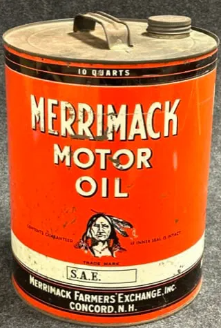 Merrimack Farmers Exchange 10 Quart Round Motor Oil Can Concord NH