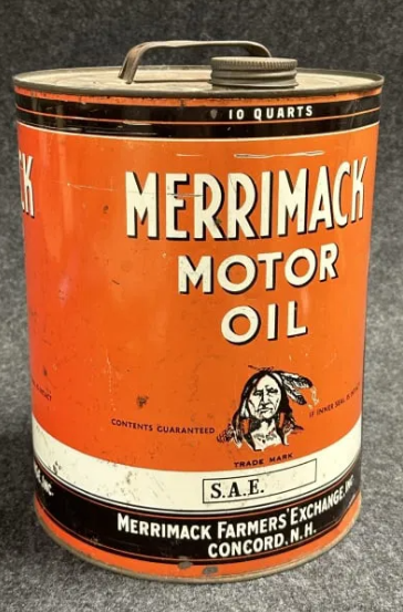 Merrimack Farmers Exchange 10 Quart Round Motor Oil Can Concord NH