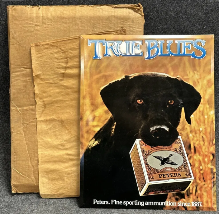 Peters True Blues Tin Over Cardboard New Old Stock Sign with Box
