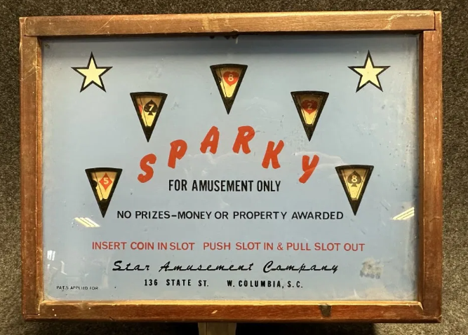 Sparky Star Amusement Co 5 Card Stud Poker Coin Operated Game