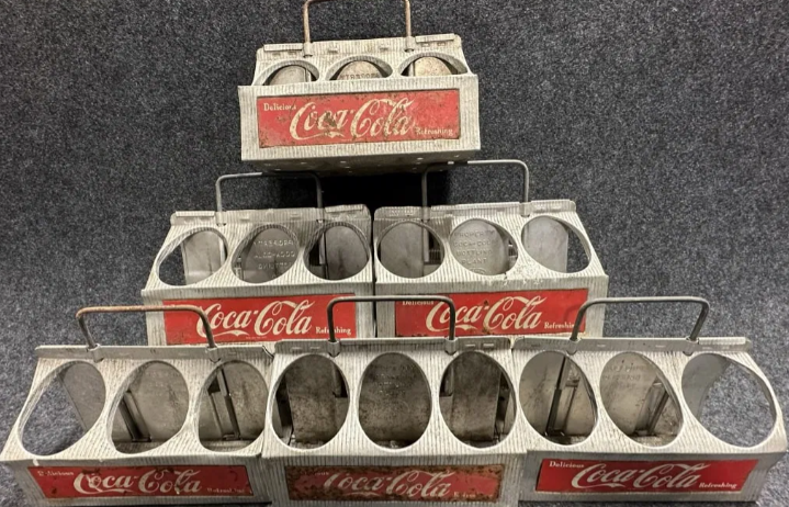 Six Coca-Cola Coke Metal Advertising Six-Pack Carriers