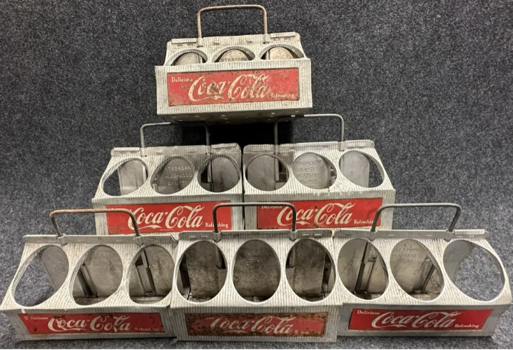 Six Coca-Cola Coke Metal Advertising Six-Pack Carriers
