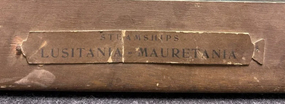 Cunard Line Lusitania Mauretania Cardboard Lithograph Sign