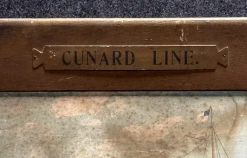 Cunard Line Lusitania Mauretania Cardboard Lithograph Sign