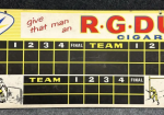 R. G. Dun Cigar Double Sided Football Baseball Scoreboard Cardboard Sign