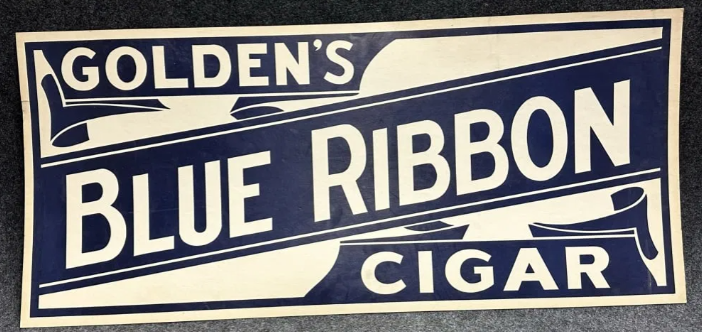 Golden’s Blue Ribbon Cigar Cardboard Tobacco Sign