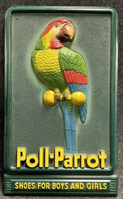 Poll Parrott Shoes for Boys & Girls Plastic Vacuform Countertop Display Sign