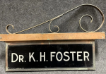 Dr. K. H. Foster Brass Flange Lighted Art Deco Advertising Sign with Bracket