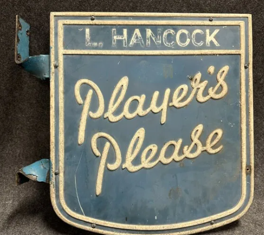 Player’s Please Embossed Metal Flange Tobacco Sign