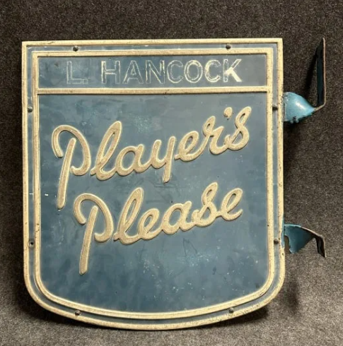 Player’s Please Embossed Metal Flange Tobacco Sign