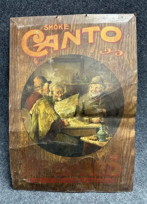 Smoke Canto 10 Cent Cigars TOC 1910s Sign