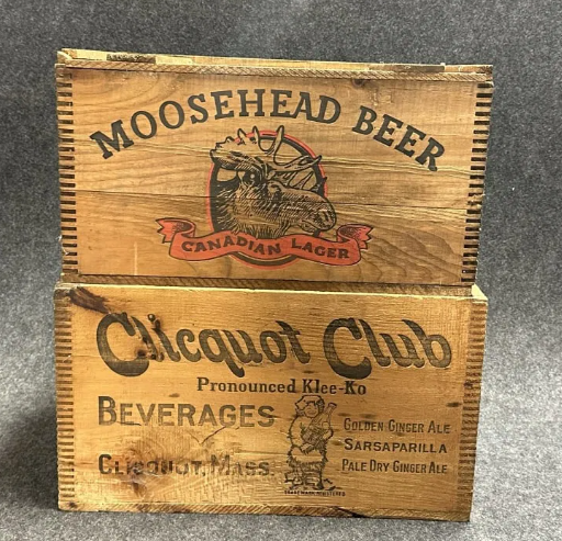 Clicquot Club & Moosehead Lager Wooden Shipping Crates
