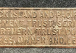 1920s Chicago Rock Island & Pacific Railroad Embossed Metal Sign
