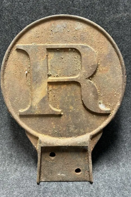 Railroad Embossed Cast Iron “R” & “W’ Whistle Sign