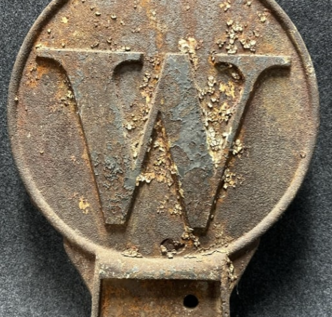 Railroad Embossed Cast Iron “R” & “W’ Whistle Sign