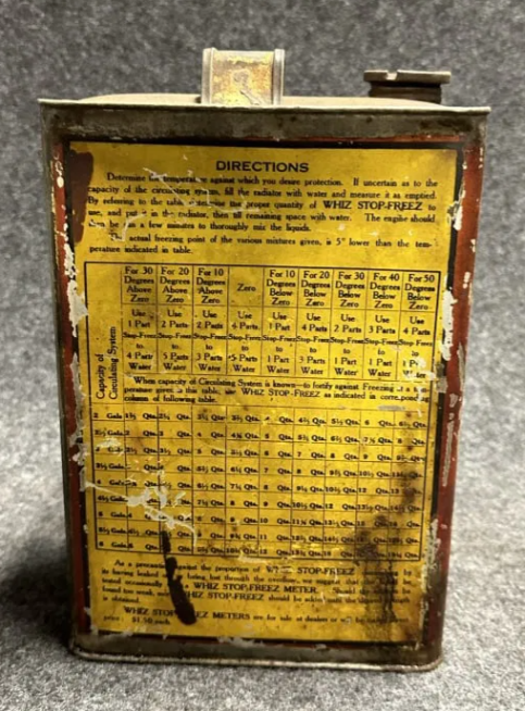 Whiz Stop Freez Hollingshead Co One Gallon Anti-Freeze SST Can