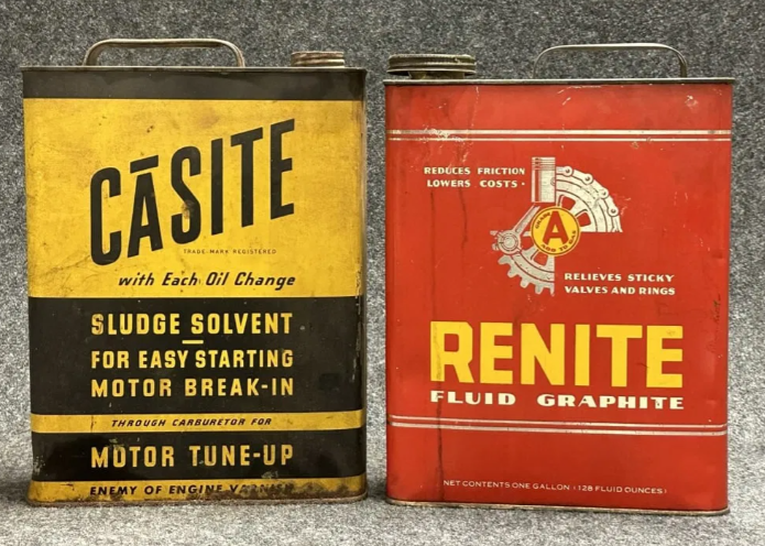 Casite & Renite Pair Slim One Gallon Oil SST Cans