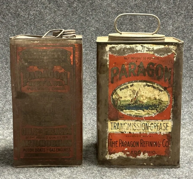 1900s Paragon Transmission Grease & Motor Oil Cans