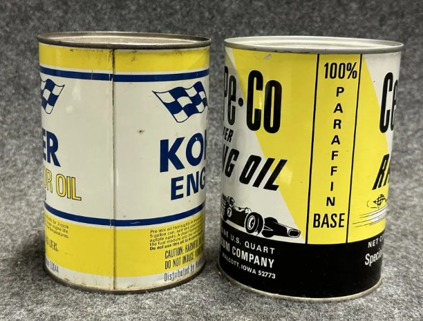 Kohler & Cen-Pe-Co Metal Racing Motor Oil Quart SST Full Cans