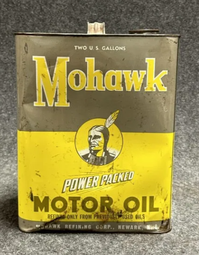 Mohawk Power Packed Two Gallon SST Motor Oil Can Newark N.J.