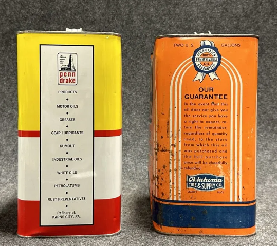 Penn Drake & Penn Otasco Two Gallon Motor Oil Cans