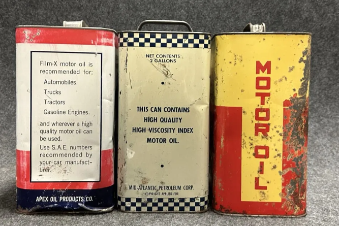Film-X, Thrifty Highland, & Imperial Two Gallon SST Motor Oil Cans