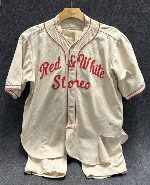 Red & White Stores 1930s Wool Baseball Uniform