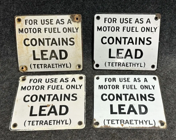 Four Contains Lead SSP Gas Pump Signs