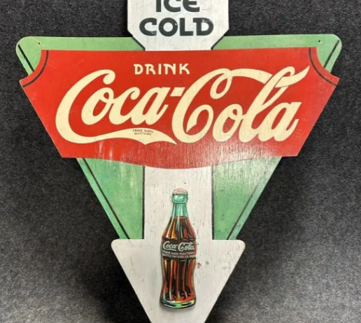 Ice Cold Drink Coca Cola Kay Products Wood Arrow Sign