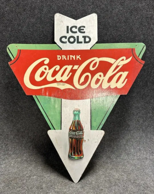 Ice Cold Drink Coca Cola Kay Products Wood Arrow Sign