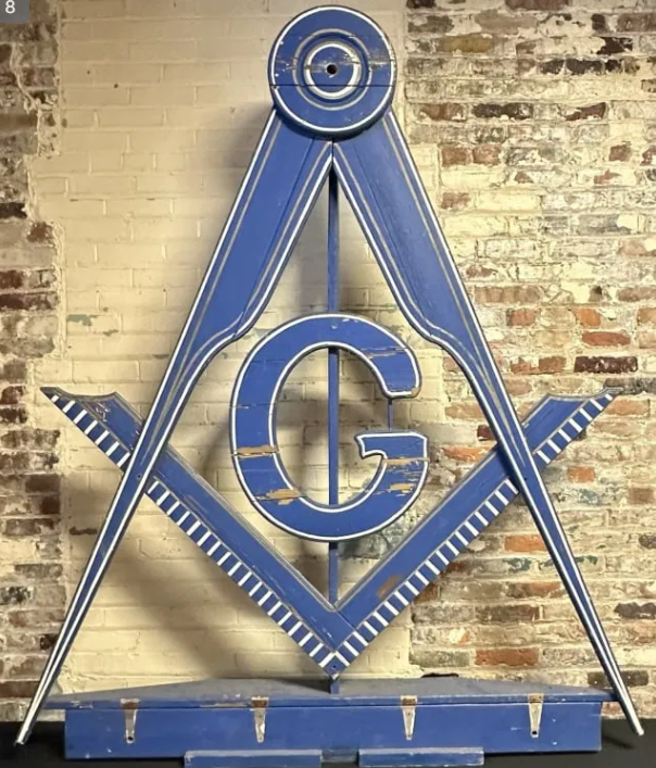 Masonic Temple Wood 7-Foot-High Fraternal Organization Sign