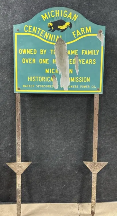 Michigan Centennial Farm Sign with Stakes