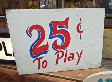Two-Sided Hand Painted Midway Carnival Game Price 25 Cents and 50 Cents