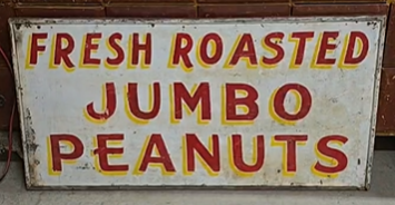 Fresh Jumbo Roasted Peanuts Masonite Circus Carnival Sign