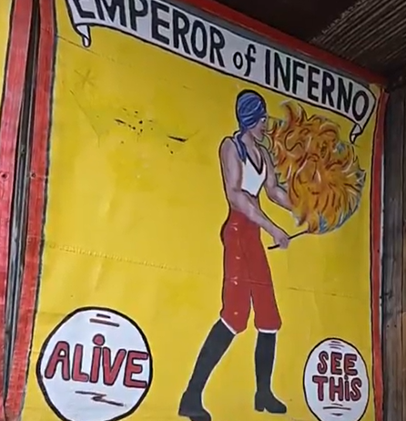 Emperor of Inferno Fire Breather Canvas Side Show Circus Banner