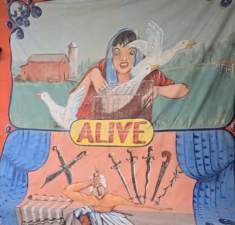 Sword Swallower Alive Circus Side Show Canvas Carnival Midway Banner