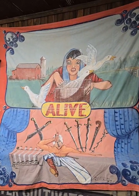 Sword Swallower Alive Circus Side Show Canvas Carnival Midway Banner