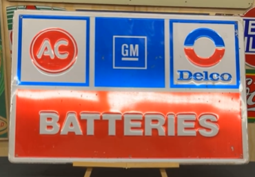 AC Delco GM General Motors Batteries Aluminum Embossed Sign