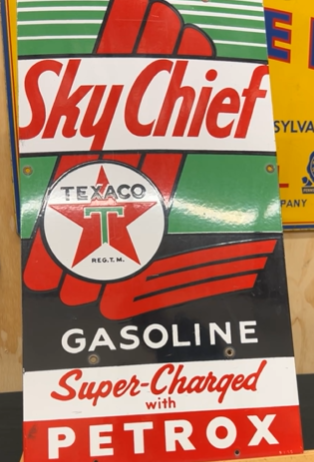 Texaco Sky Chief Gasoline with Petrox 22 Inch SSP Pump Plate