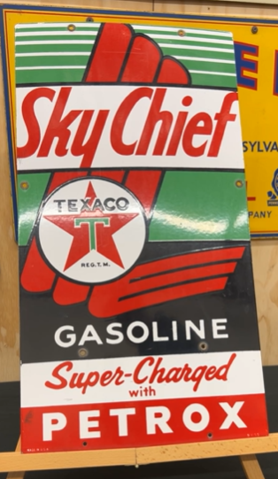 Texaco Sky Chief Gasoline with Petrox 22 Inch SSP Pump Plate