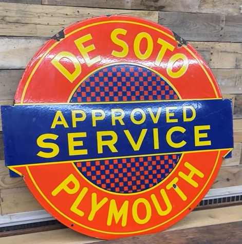 De Soto Plymouth Approved Service DSP 42 Inch Sign