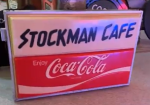 Coca-Cola Stockman Cafe Double-Sided Light Up Embossed Plastic Sign
