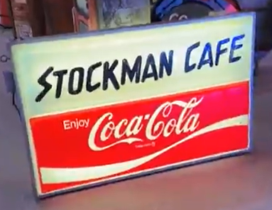 Coca-Cola Stockman Cafe Double-Sided Light Up Embossed Plastic Sign