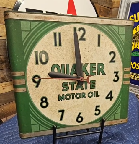 Quaker State Motor Oil Art Deco Style Electric Clock